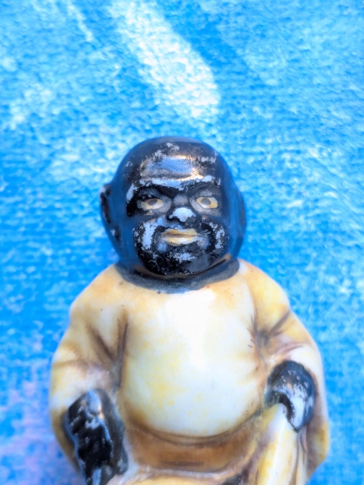 Vintage Japanese Netsuke Hotei Miniature Figurine - God of Good Fortune - 4916