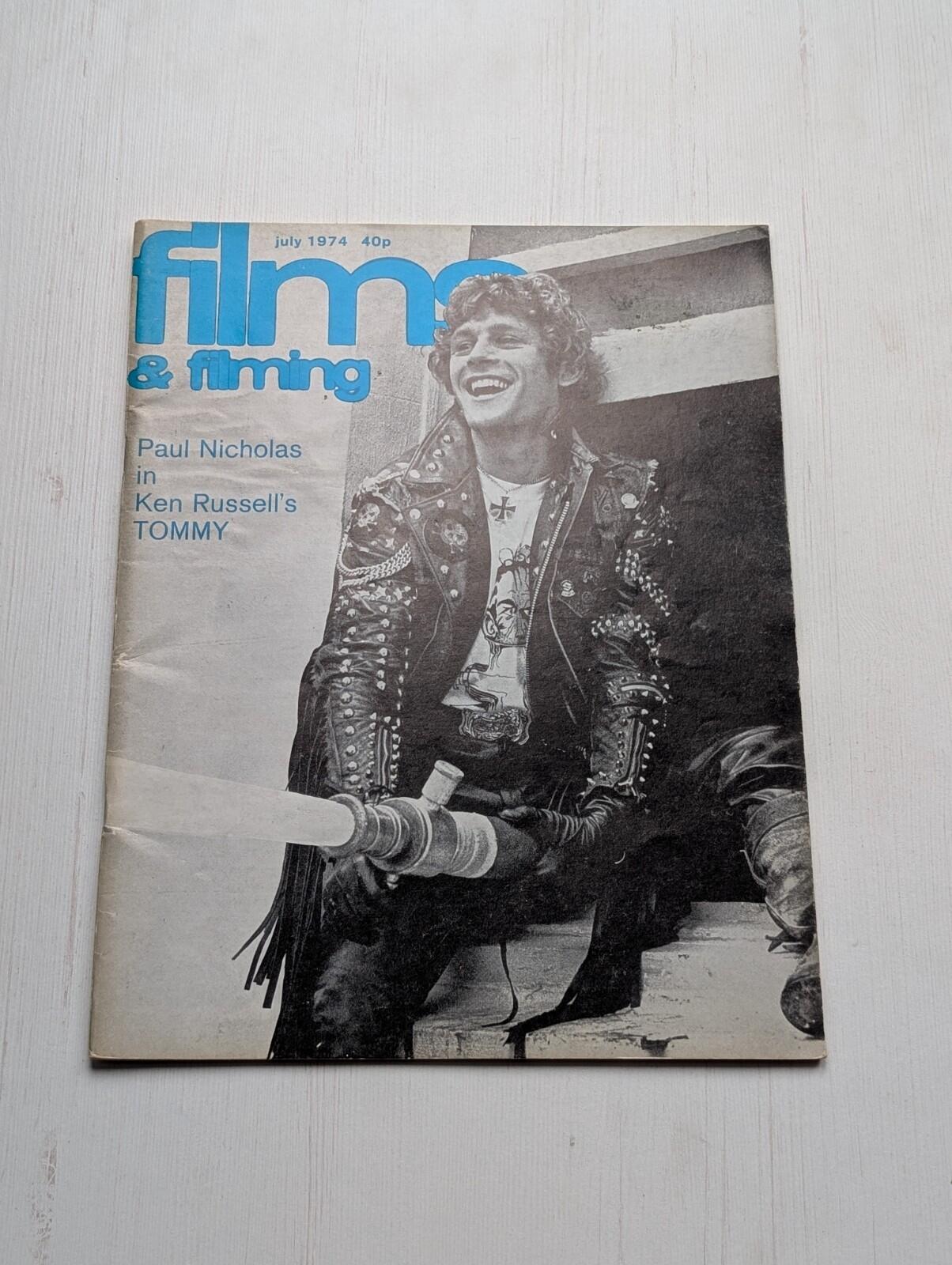 Film and Filming Vol. 20 No. 10 - Issue 238 July 1974, Paul Nicholas Tommy Cover
