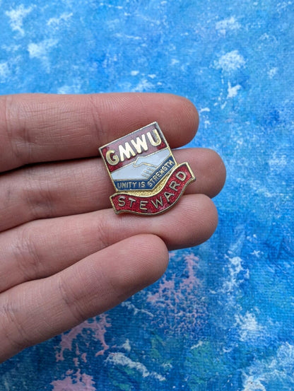 Vintage GMWU Steward Metal Pin Badge - "Unity is Strength"