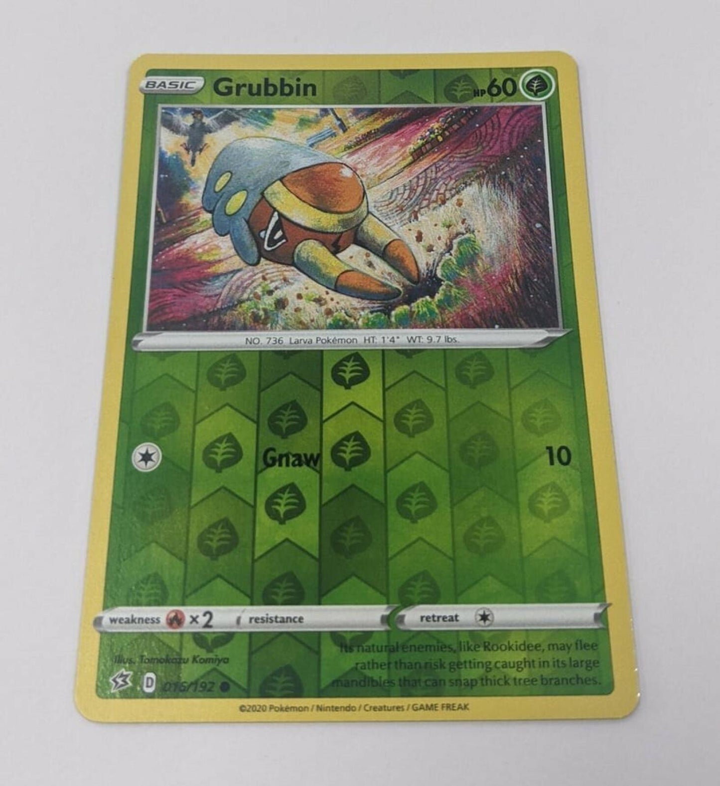 Grubbin 016/192 Pokemon SWSH Rebel Clash Reverse Holo Card