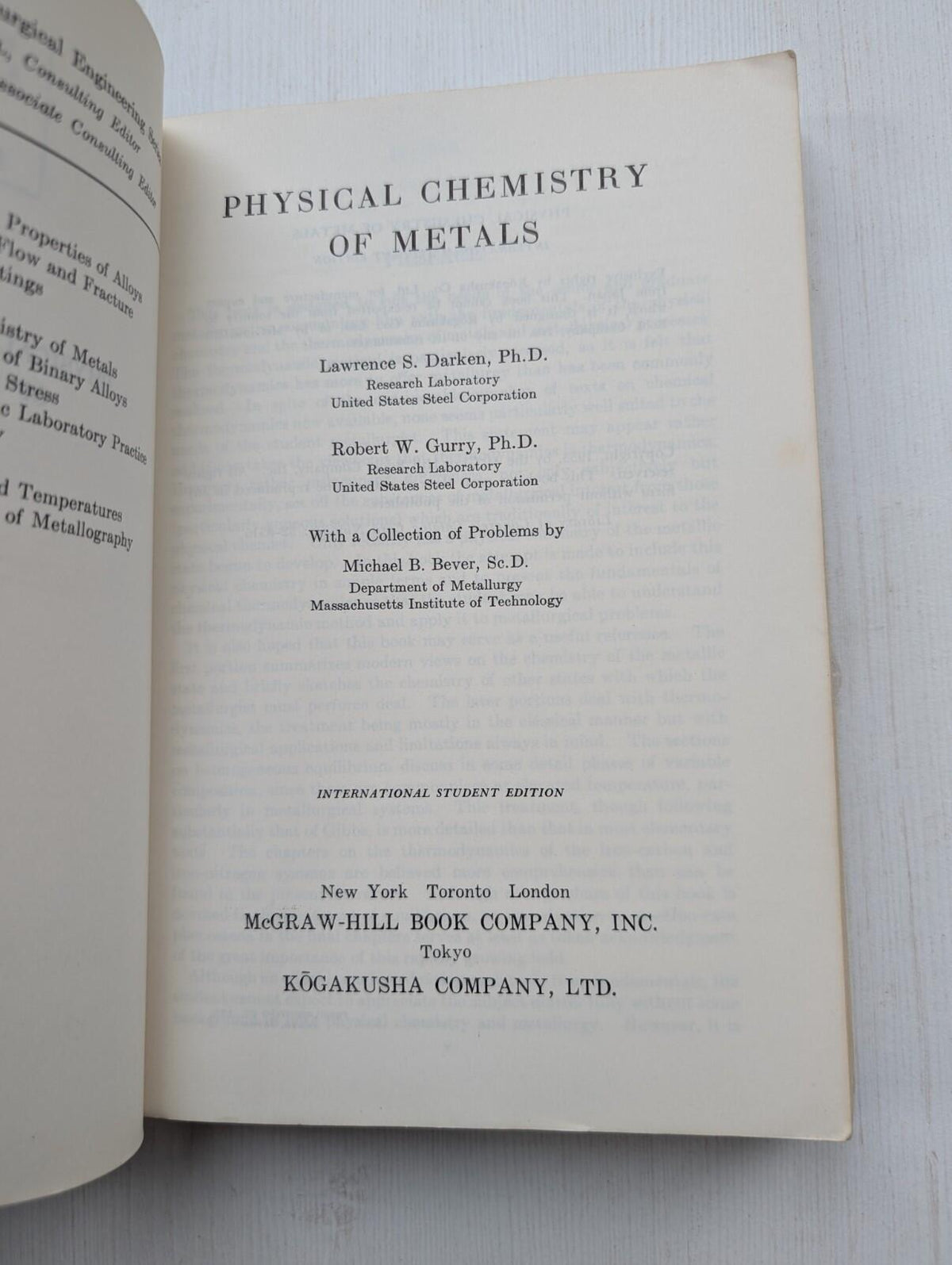 Physical Chemistry of Metals by Lawrence Darken/Robert Gurry - 1953