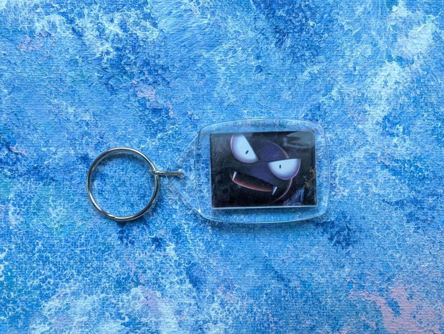 Hand-Crafted Gastly Keyring #2 - Made From Recycled Pokemon Card