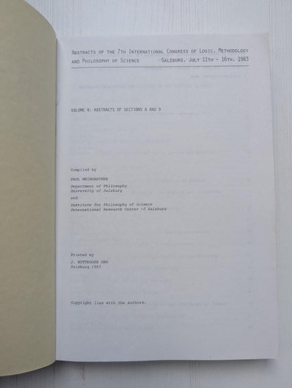 International Congress of Logic, Methodology & Philosophy of Science Vol 4, 1983