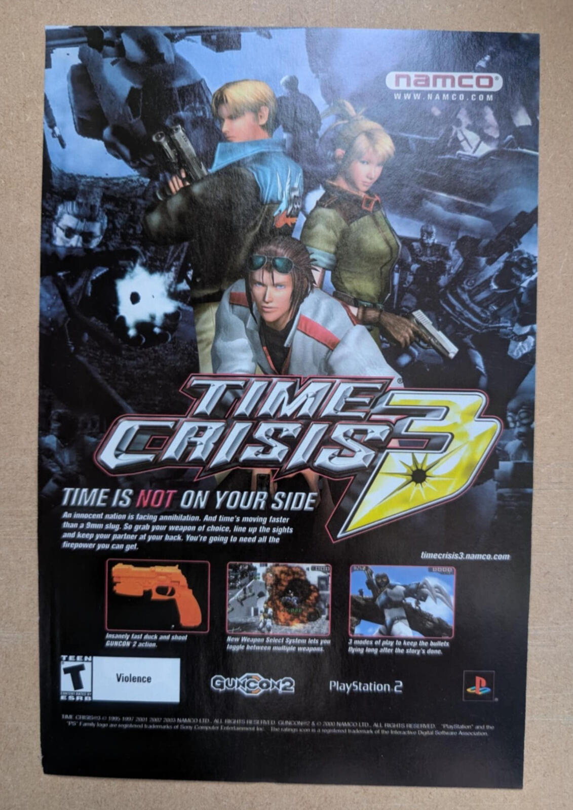 Time Crisis 3 Namco Playstation 2 Game Advertisement - See Details