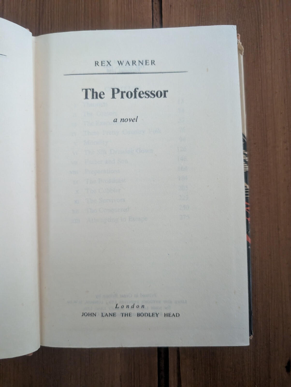 The Professor by Rex Warner - Uniform Edition - 1946 - John Lane The Bodley Head