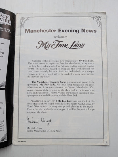 My Fair Lady Manchester Opera House January 1988 Programme
