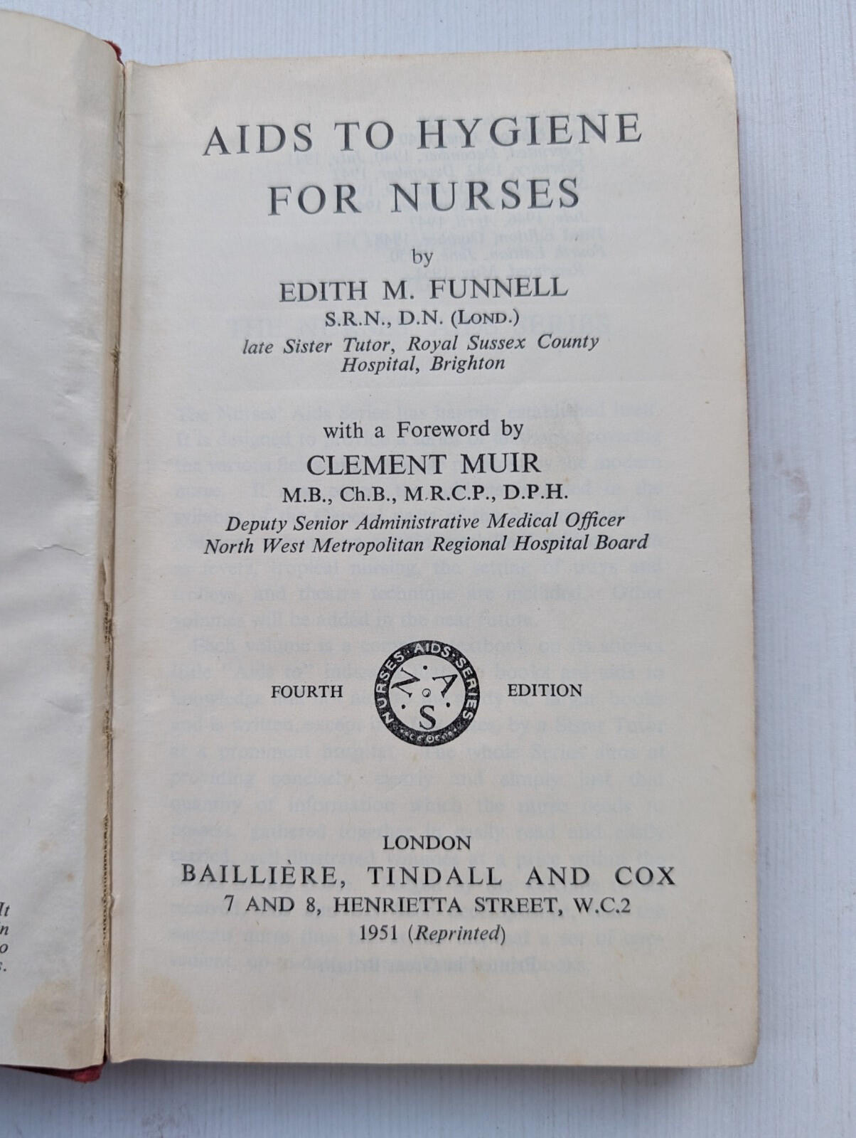 Aids To Nursing/For Nurses x4 Book Bundle - 1951-1955 - Bailliere, Tindall & Cox