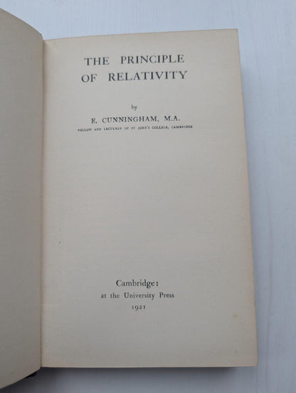 The Principle of Relativity by E. Cunningham - 1921 - Cambridge University Press