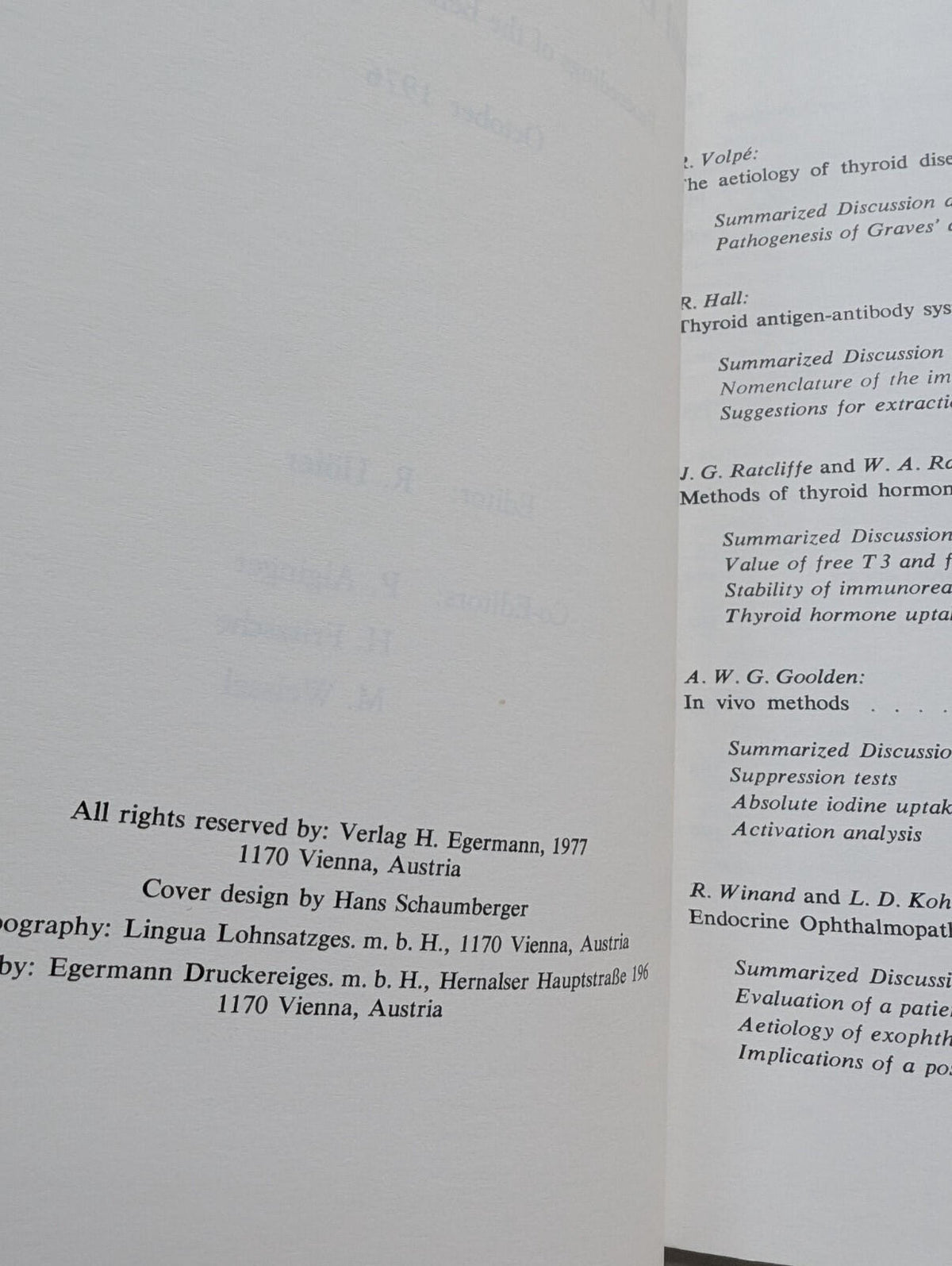 Rational Diagnosis of Thyroid Disease: A Current Concept - R. Hofer - 1977