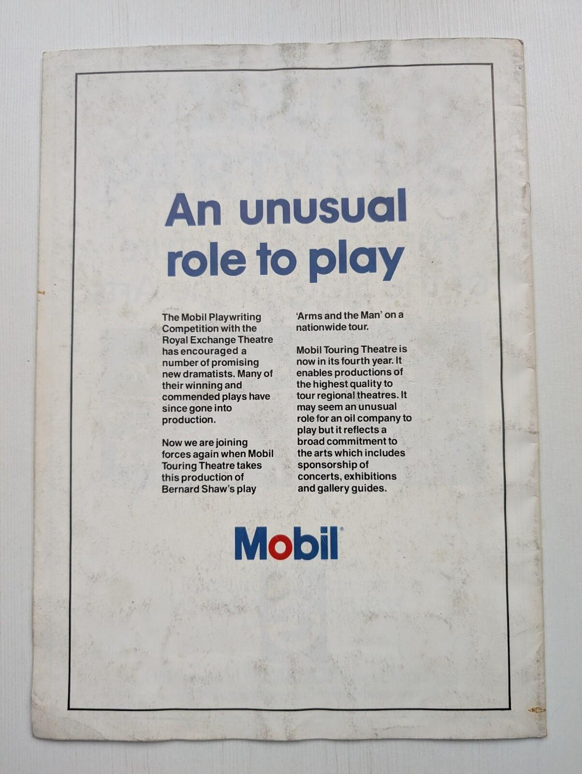 Bernard Shaw's Arms and The Man Royal Exchange Theatre Company Programme 1988