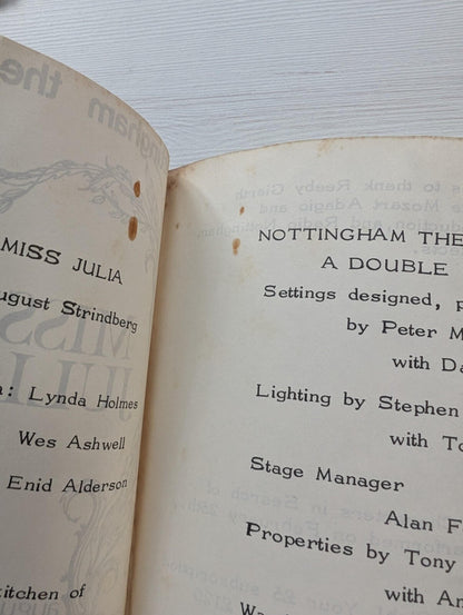 Miss Julia/Black Comedy - Nottingham Theatre Club Programme 1970