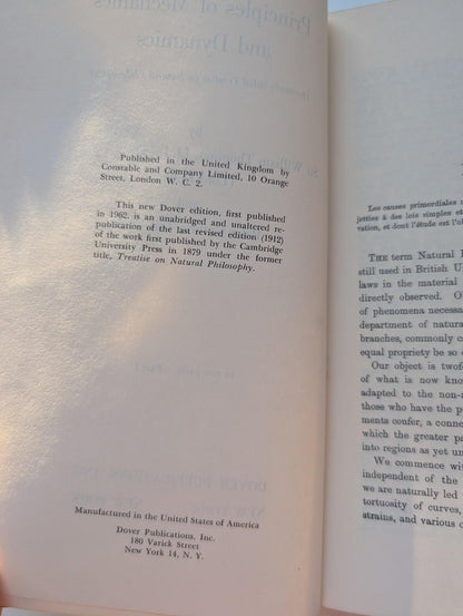 Principles of Mechanics & Dynamics Pt. 1, Sir William Thomson/Peter Guthrie Tait
