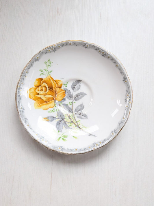Vintage Royal Stafford "Roses To Remember" Yellow Rose China Saucer