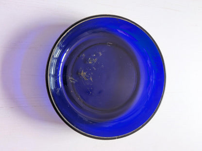 Vintage Cobalt Blue Glass Serving Bowl in Silver Metal Cradle - See Details