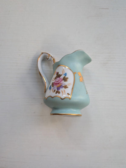 Vintage Miniature Floral Creamer Pitcher and Dish - Regal Porcelain