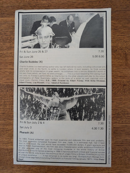Nottingham Film Theatre Programme - May-July 1971 - Albert Finney Cover