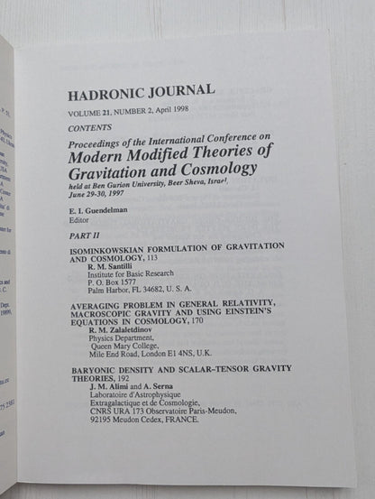 Hadronic Journal Vol. 21 No. 2 - April 1998 - Hadronic Press Inc.