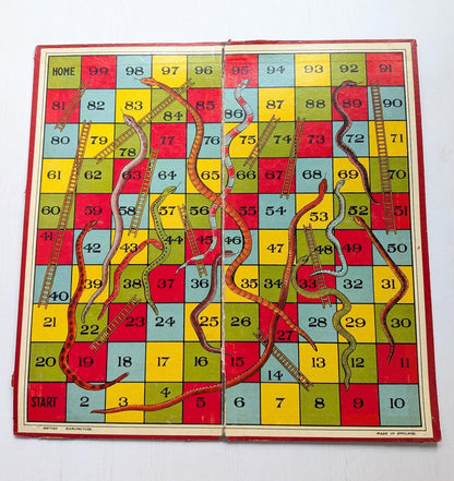 Antique Snakes and Ladders Board - 1920s - Roberts Bros