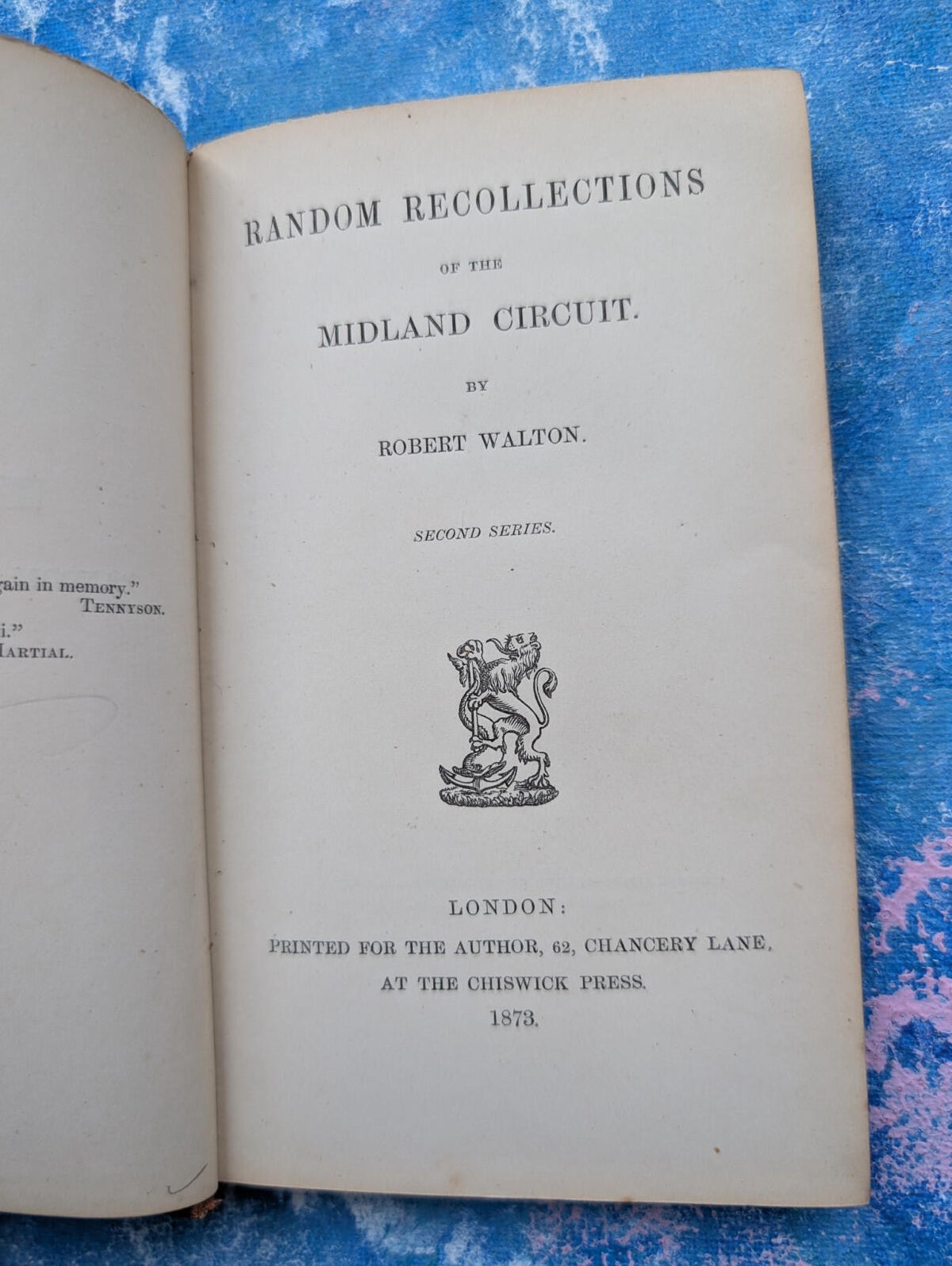 Random Recollections Of The Midland Circuit by Robert Walton - 1873, See Details