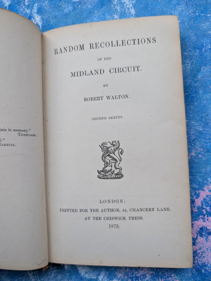 Random Recollections Of The Midland Circuit by Robert Walton - 1873, See Details