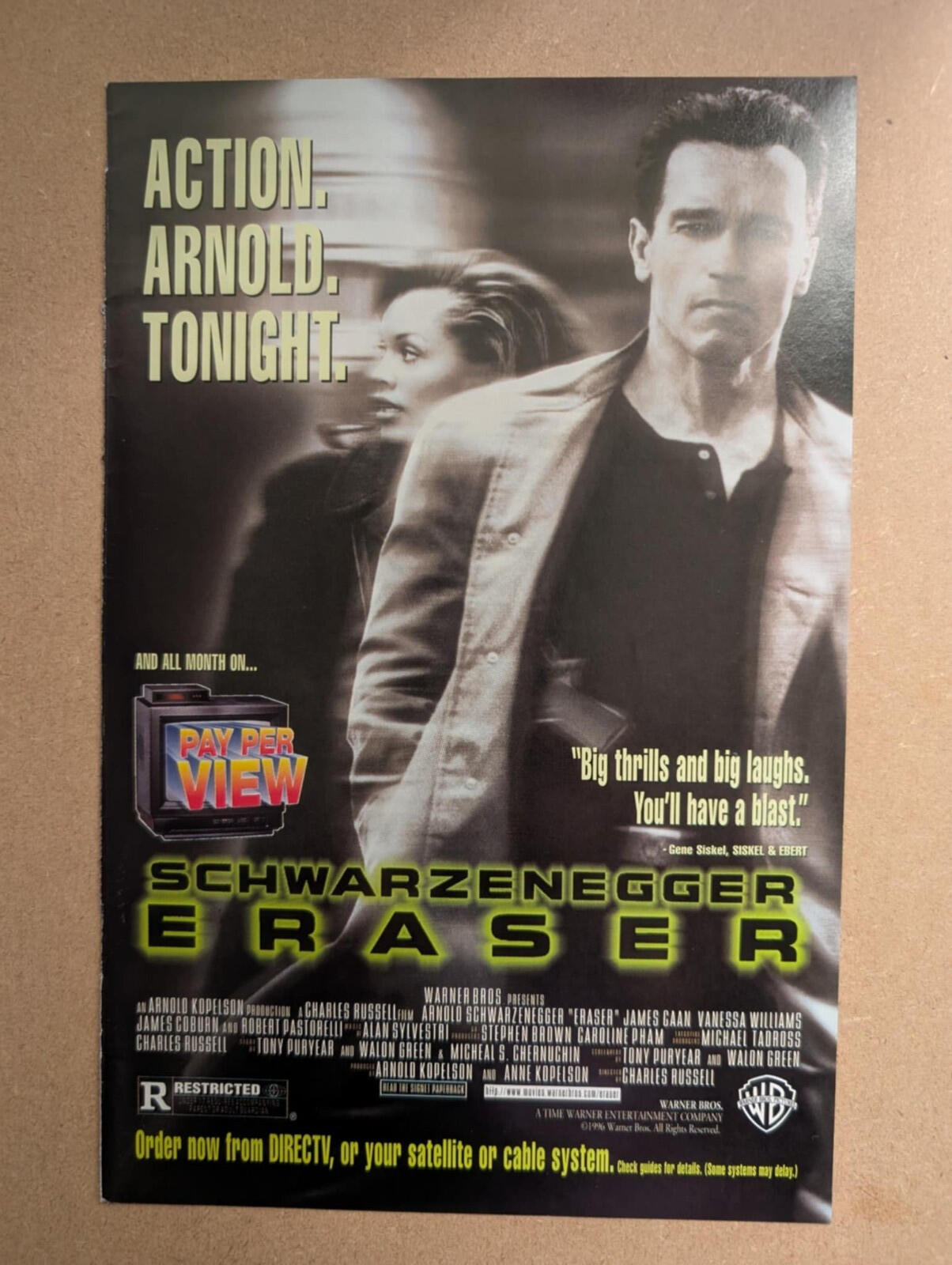 Eraser Arnold Schwarzenegger Movie Advertisement - See Details