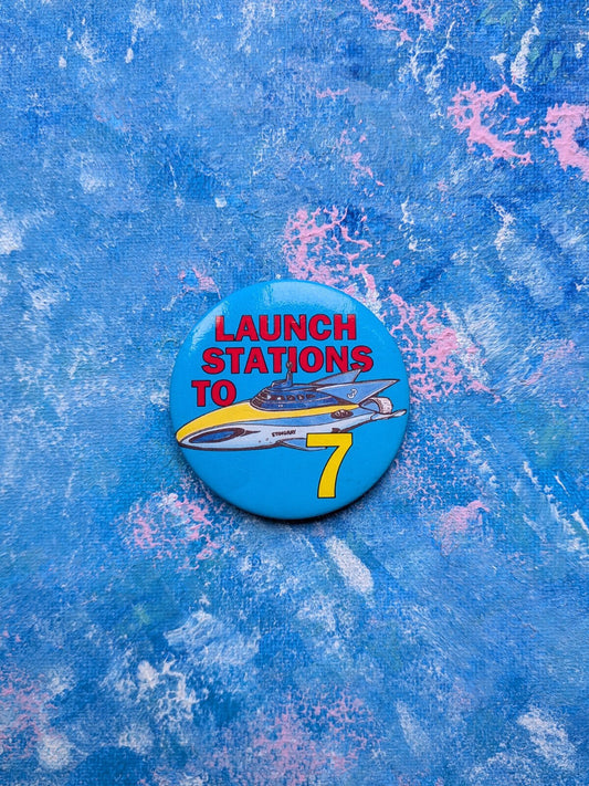 Vintage Stingray Gerry Anderson Blue 7th Birthday Badge - 1992