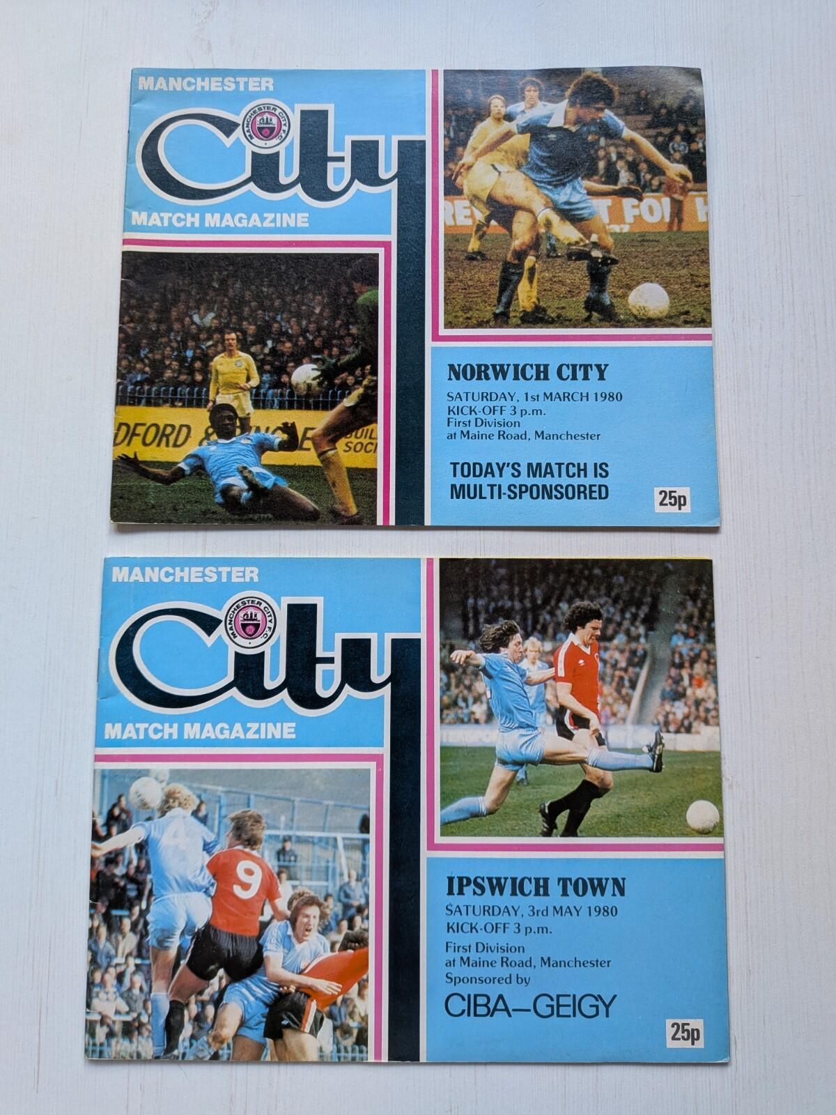 Manchester City 1980 Match Magazine x5 Bundle