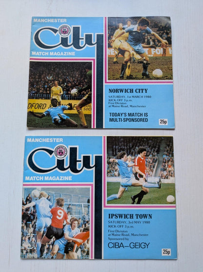 Manchester City 1980 Match Magazine x5 Bundle
