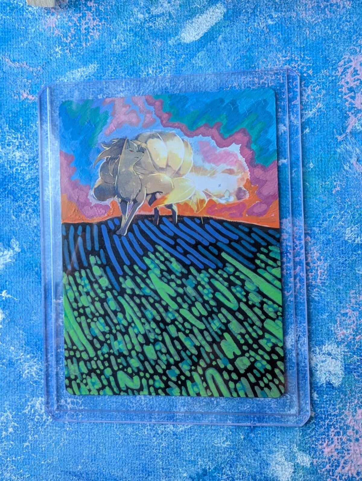 Hand-Painted Ninetales 023/202 Sword and Shield Card and Display Easel