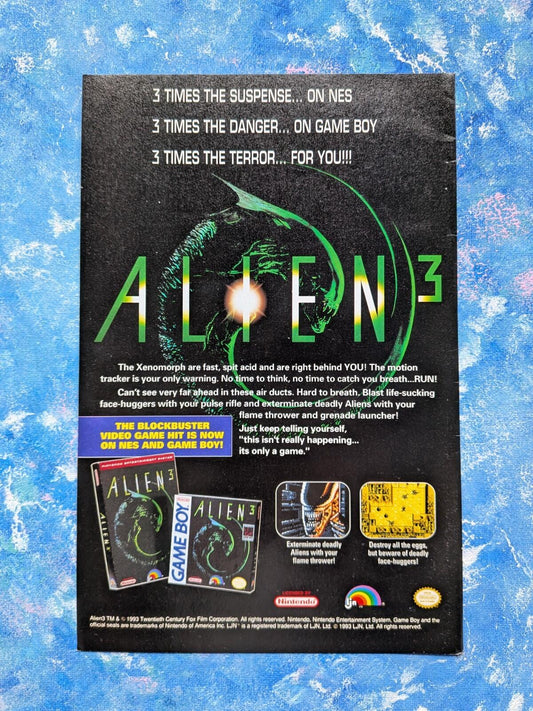 Alien 3 Nintendo NES/Gameboy 1993 Advertisement - See Details