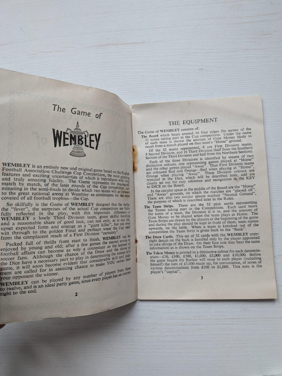 Vintage Game of Wembley Box/Instructions/Pieces - No Board, Ariel Productions