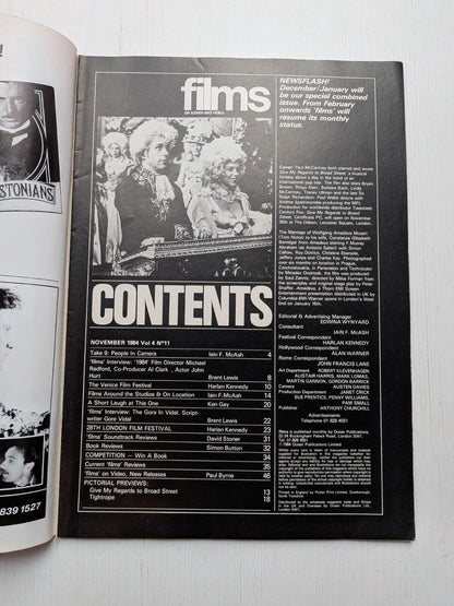 Films on Screen and Video Vol. 4 No. 11 - November 1984 - Paul McCartney Cover