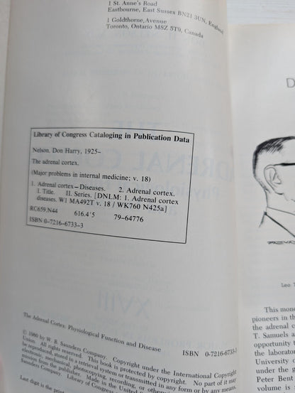 The Adrenal Cortex: Physiological Function and Disease by Don H. Nelson - 1980
