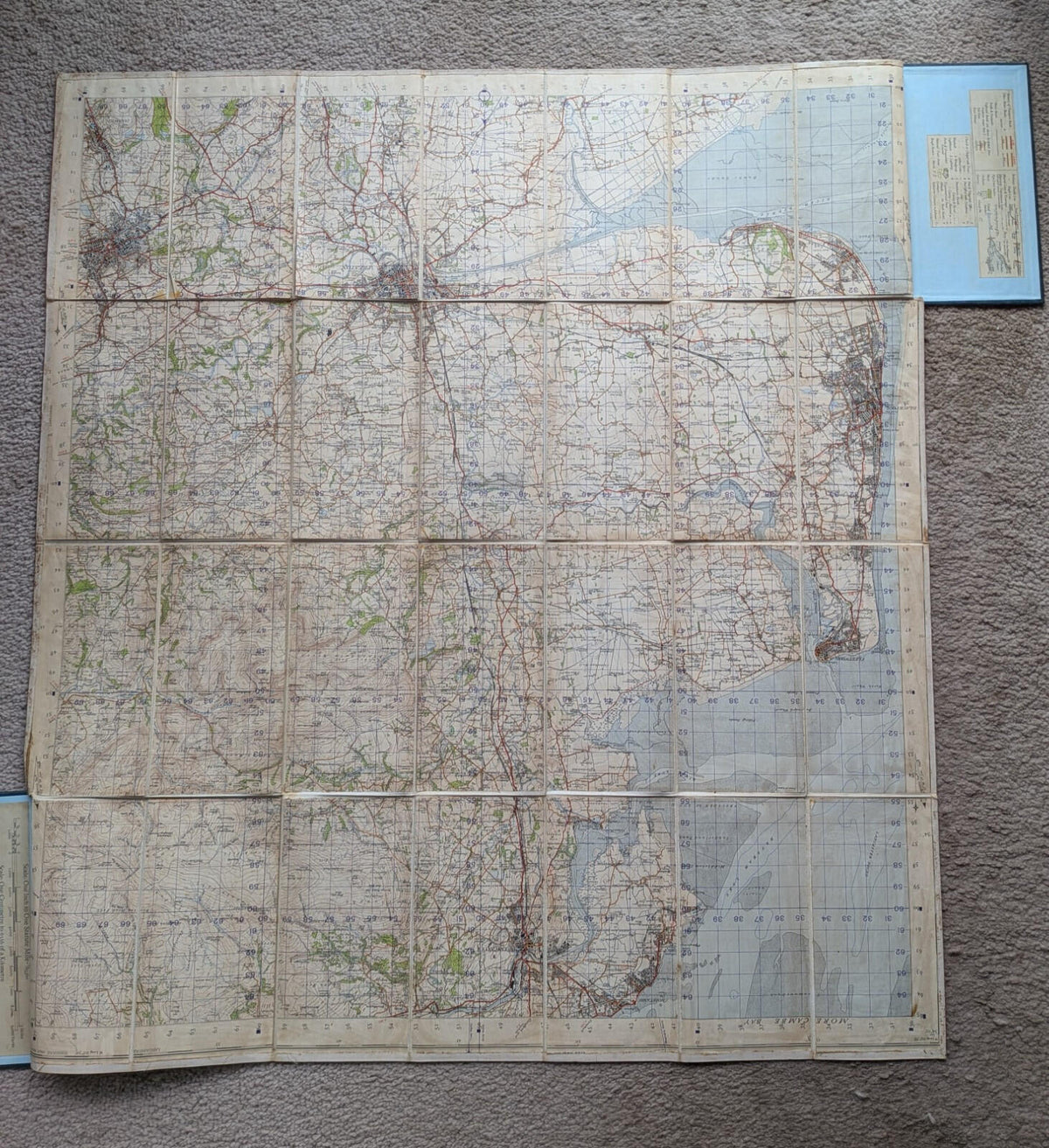 Vintage Fold-Out Lancashire Map on Canvas