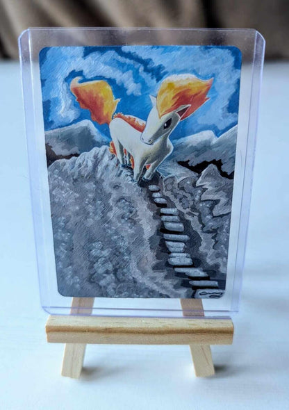 Hand-Painted XY Generations Ponyta 14/83 Pokemon Card & Display Easel