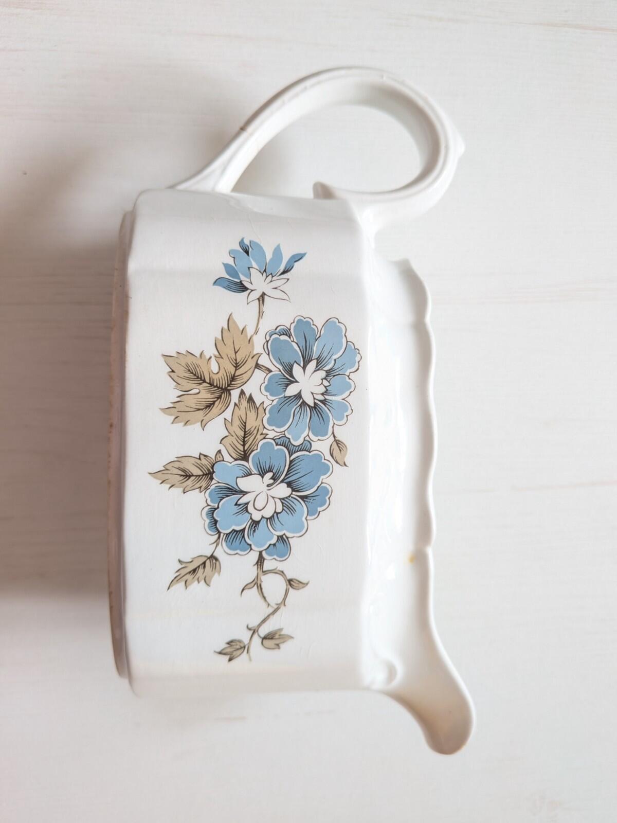 Vintage Kensington Staffordshire Ironstone Blossomtime Blue Gravy Boat/Creamer
