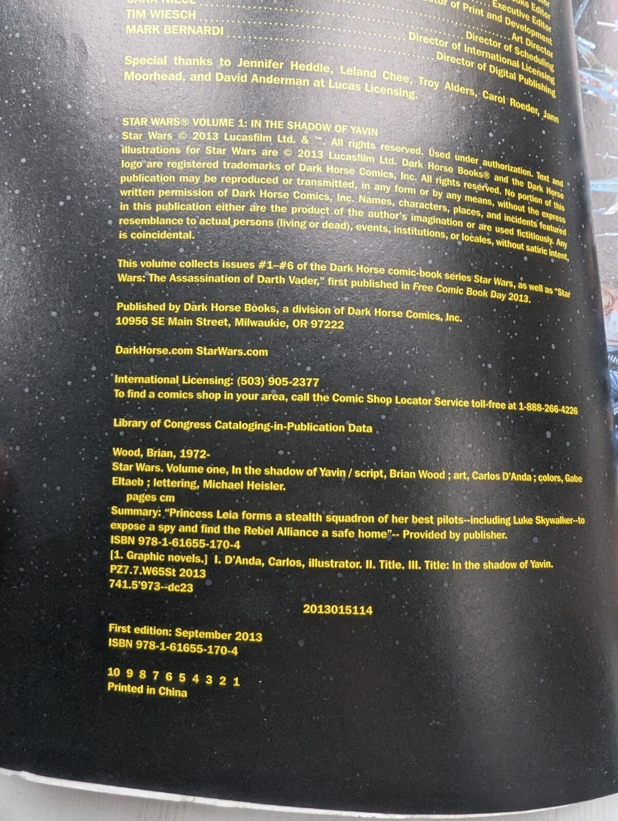 Star Wars Volume 1: In The Shadow of Yavin - 2013 - Dark Horse Graphic Novel