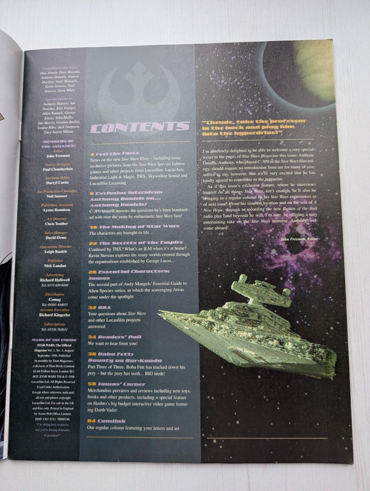 Star Wars: The Official Magazine No. 3 - Aug/Sep 1996 - Includes Leia Bookmark