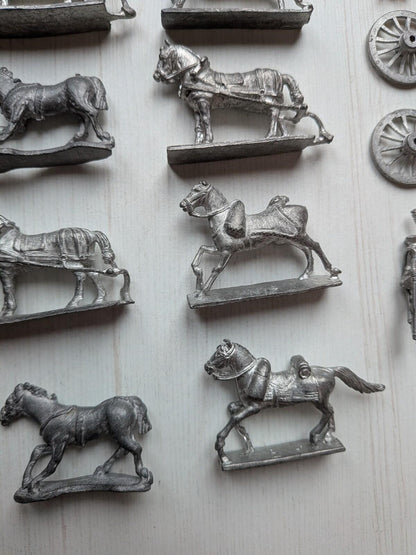Vintage Metal Hinchliffe Horses/Cavalry Napoleonic Minature Figures 20+ Bundle