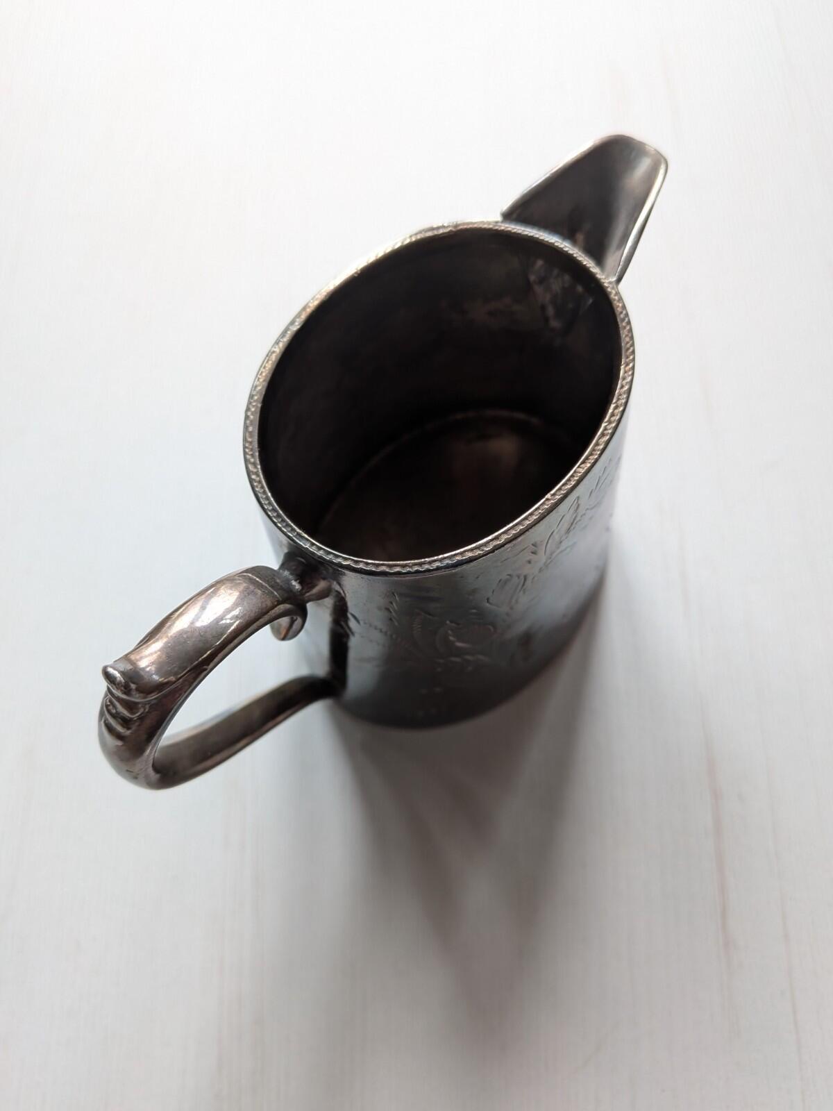 Vintage Silver-Plated Cream Pitcher/Milk Jug with Floral Design