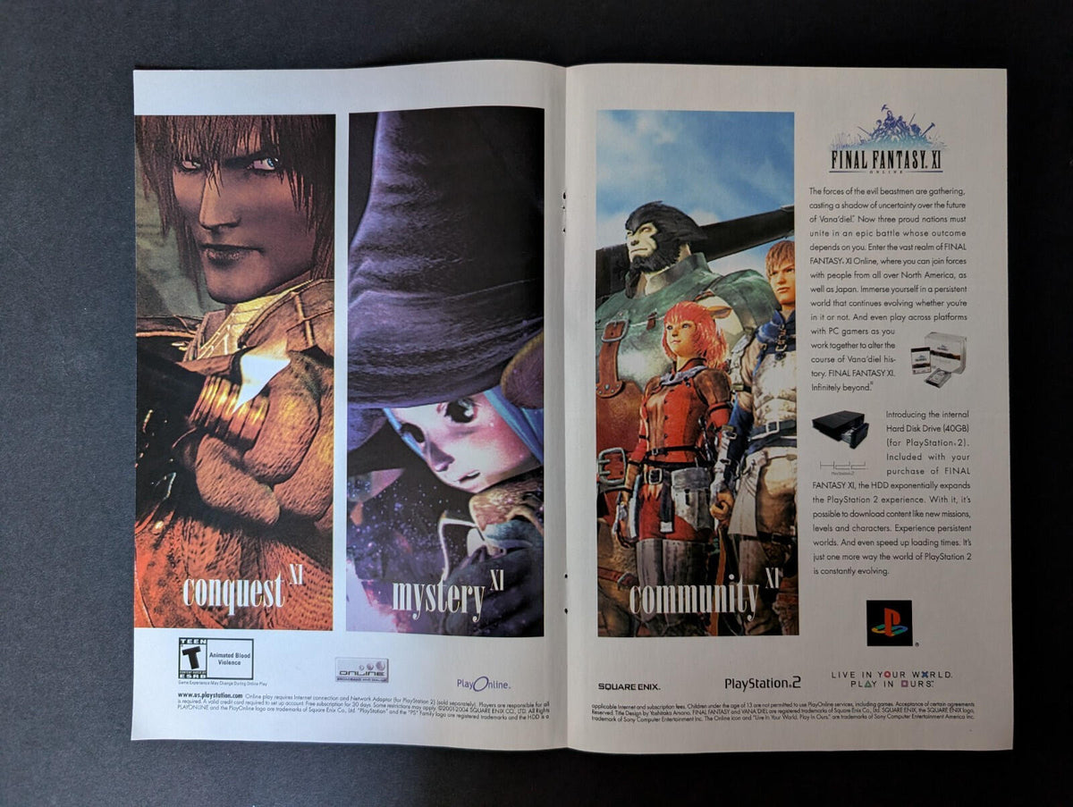 Final Fantasy XI Online Playstation 2 Game 2004 Advertisement - See Details