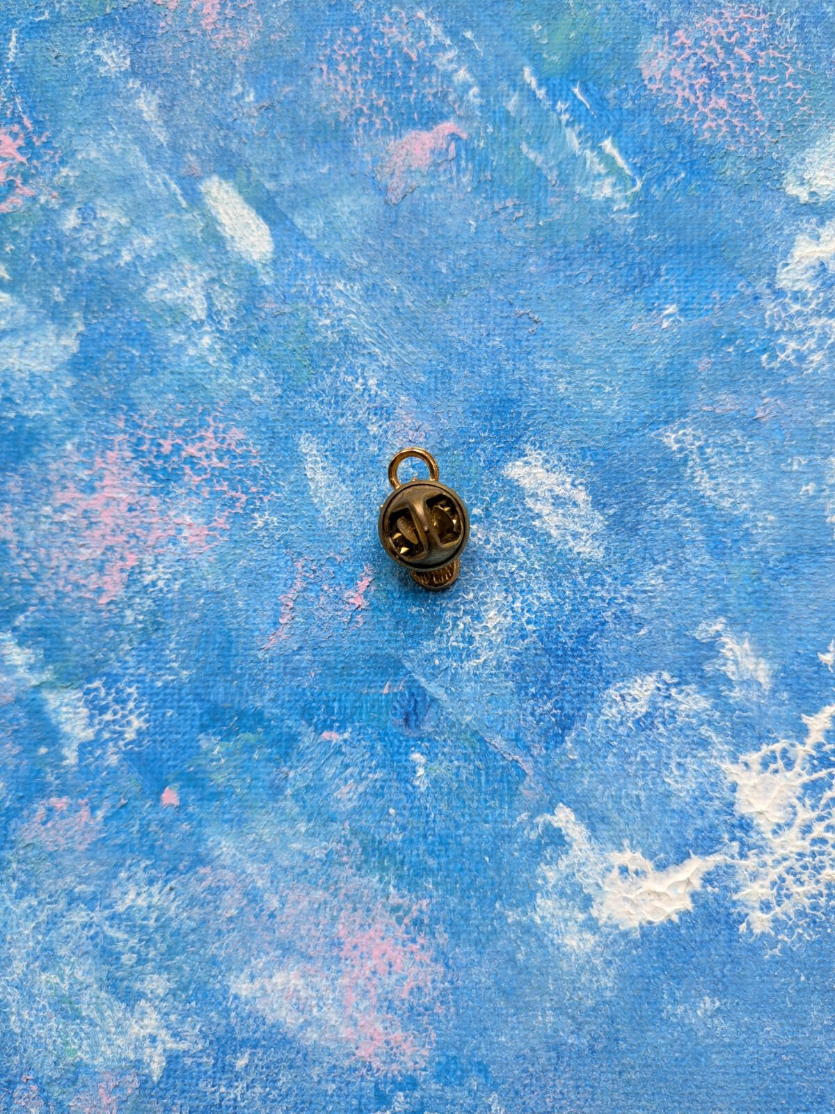 Vintage Gold-Tone Angel Miniature Pin Badge with Pink Rhinestone