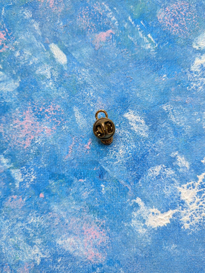 Vintage Gold-Tone Angel Miniature Pin Badge with Pink Rhinestone
