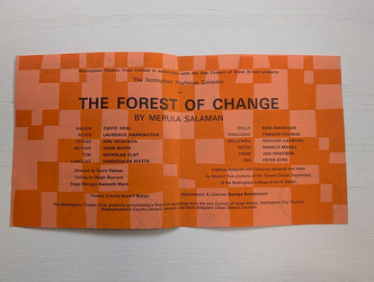 The Forest of Change - Nottingham Playhouse Theatre Leaflet