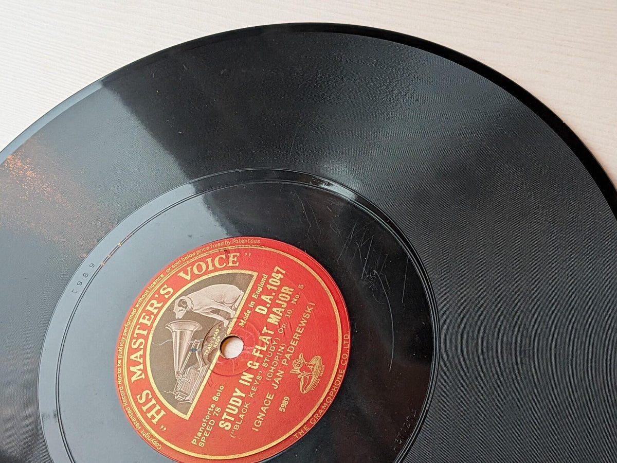 Ignace Jan Paderewski - Chopin's Study in C Minor Shellac Record - D.A. 1047