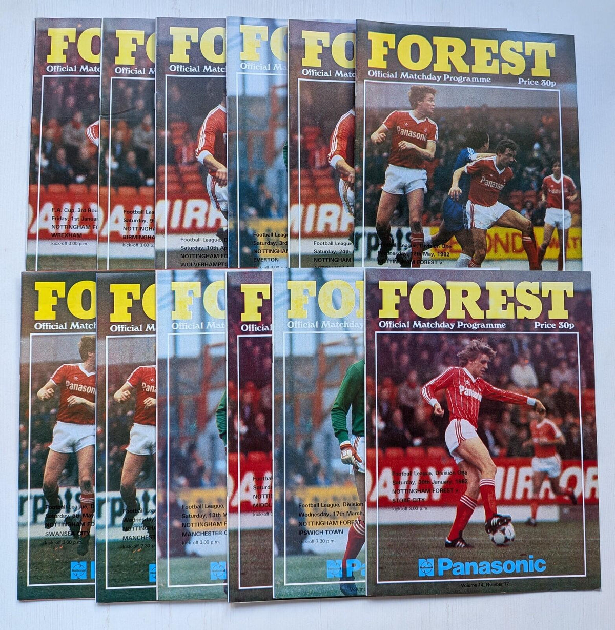 Nottingham Forest 1982 Match Programmes x12 Bundle