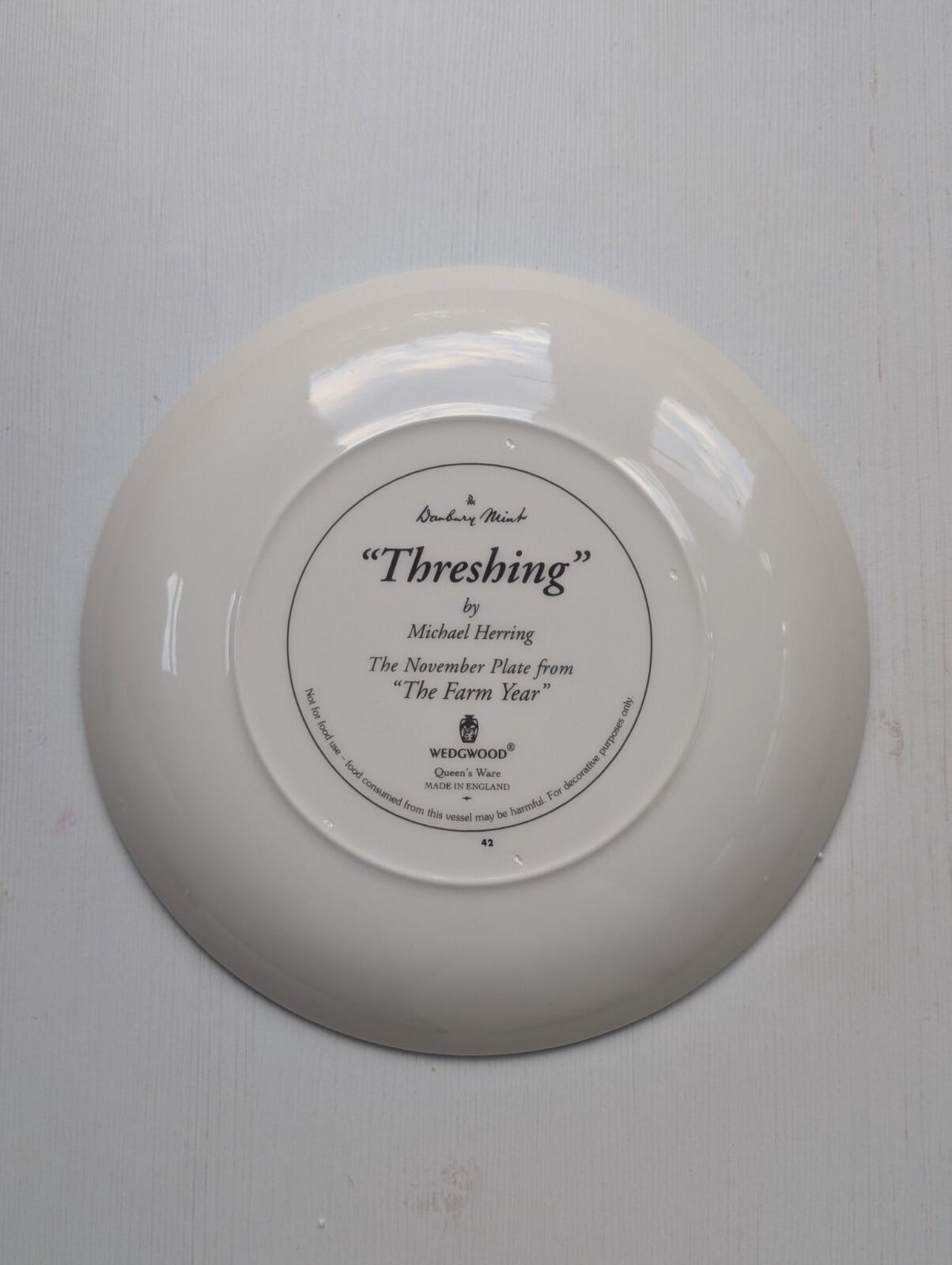 Wedgwood "Threshing" Danbury Mint Plate by Michael Herring - Includes COA