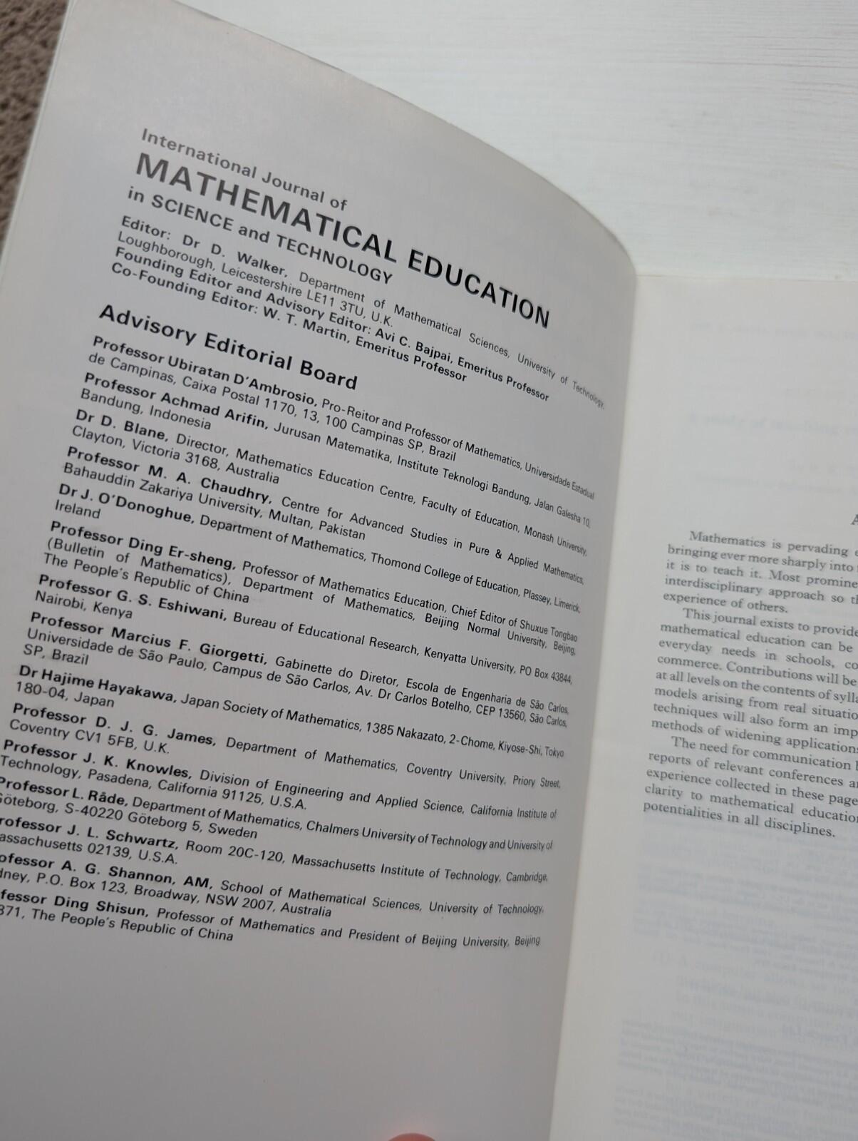 International Journal of Mathematical Education Vol. 26 No. 4 - July/August 1995