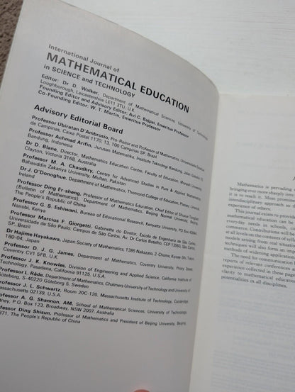International Journal of Mathematical Education Vol. 26 No. 4 - July/August 1995