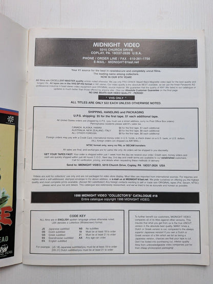 Midnight Video Collector's Catalogue #18 - 1998